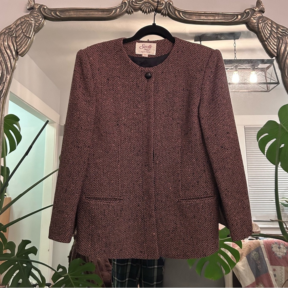 Saville Classic Women's Tweed Wool Blazer Jacket Coat Vintage